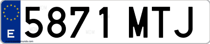 Ejemplo de matrícula de coche ordinaria 5871 MTJ