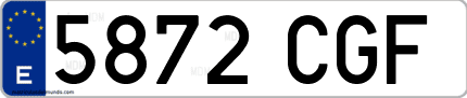 Ejemplo de matrícula de coche ordinaria 5872 CGF
