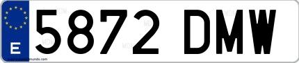 Ejemplo de matrícula española 5872 DMW