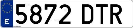 Ejemplo de matrícula española 5872 DTR