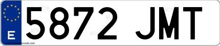 Ejemplo de matrícula española 5872 JMT