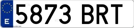 Ejemplo de matrícula española 5873 BRT