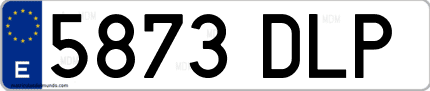 Ejemplo de matrícula de coche ordinaria 5873 DLP