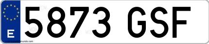 Ejemplo de matrícula española 5873 GSF