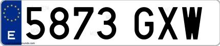 Ejemplo de matrícula española 5873 GXW