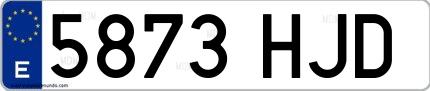 Ejemplo de matrícula española 5873 HJD