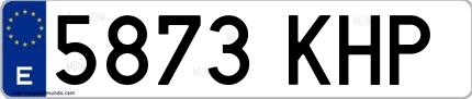 Ejemplo de matrícula española 5873 KHP
