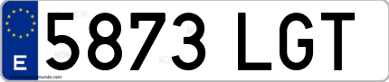 Ejemplo de matrícula de coche ordinaria 5873 LGT