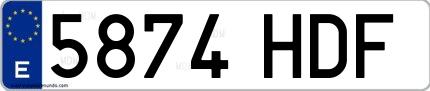 Ejemplo de matrícula española 5874 HDF