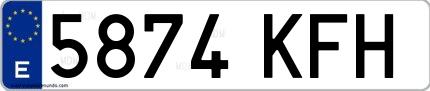 Ejemplo de matrícula española 5874 KFH