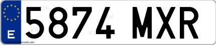 Ejemplo de matrícula española 5874 MXR