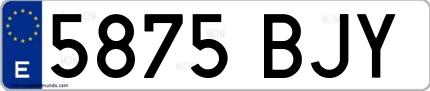 Ejemplo de matrícula española 5875 BJY