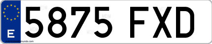Ejemplo de matrícula de coche ordinaria 5875 FXD