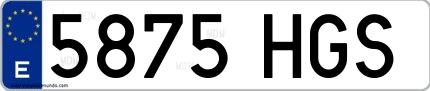 Ejemplo de matrícula española 5875 HGS
