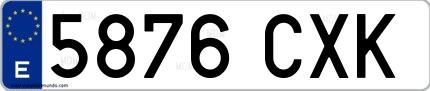 Ejemplo de matrícula española 5876 CXK