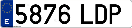 Ejemplo de matrícula de coche ordinaria 5876 LDP