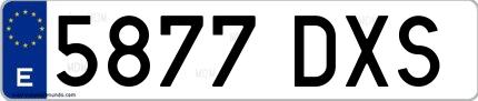 Ejemplo de matrícula española 5877 DXS