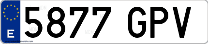Ejemplo de matrícula de coche ordinaria 5877 GPV
