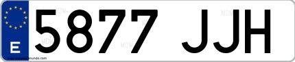 Ejemplo de matrícula de coche ordinaria 5877 JJH