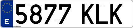 Ejemplo de matrícula de coche ordinaria 5877 KLK