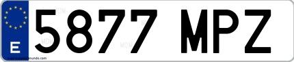Ejemplo de matrícula de coche ordinaria 5877 MPZ