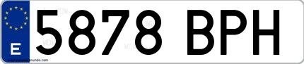 Ejemplo de matrícula española 5878 BPH