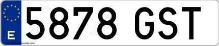 Ejemplo de matrícula española 5878 GST