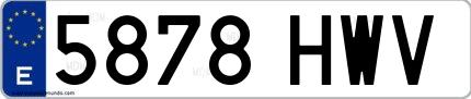 Ejemplo de matrícula española 5878 HWV