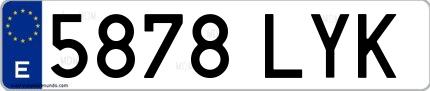 Ejemplo de matrícula española 5878 LYK
