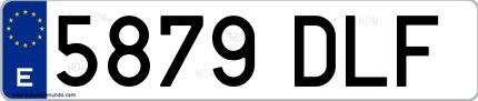 Ejemplo de matrícula de coche ordinaria 5879 DLF