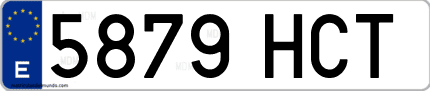 Ejemplo de matrícula de coche ordinaria 5879 HCT