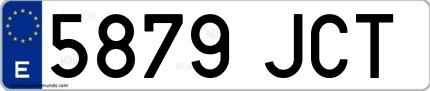 Ejemplo de matrícula española 5879 JCT