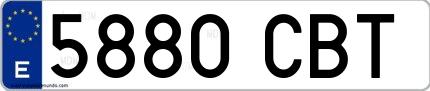 Ejemplo de matrícula española 5880 CBT