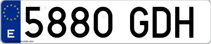 Ejemplo de matrícula española 5880 GDH
