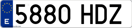 Ejemplo de matrícula de coche ordinaria 5880 HDZ