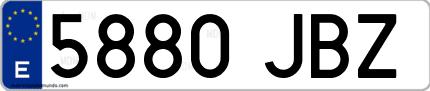 Ejemplo de matrícula de coche ordinaria 5880 JBZ