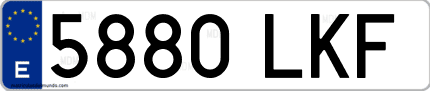 Ejemplo de matrícula de coche ordinaria 5880 LKF