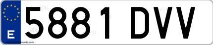 Ejemplo de matrícula española 5881 DVV