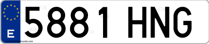 Ejemplo de matrícula de coche ordinaria 5881 HNG