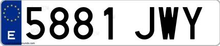 Ejemplo de matrícula española 5881 JWY