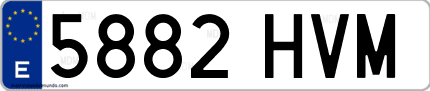 Ejemplo de matrícula de coche ordinaria 5882 HVM
