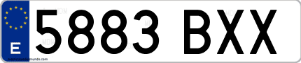 Ejemplo de matrícula de coche ordinaria 5883 BXX