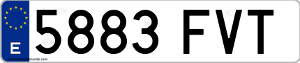 Ejemplo de matrícula de coche ordinaria 5883 FVT