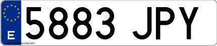 Ejemplo de matrícula española 5883 JPY