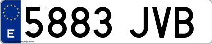 Ejemplo de matrícula española 5883 JVB