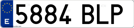 Ejemplo de matrícula de coche ordinaria 5884 BLP