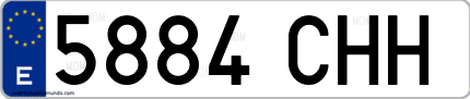 Ejemplo de matrícula de coche ordinaria 5884 CHH