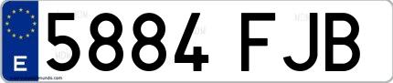 Ejemplo de matrícula española 5884 FJB