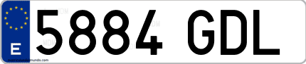 Ejemplo de matrícula de coche ordinaria 5884 GDL