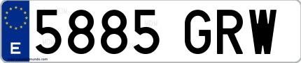 Ejemplo de matrícula española 5885 GRW